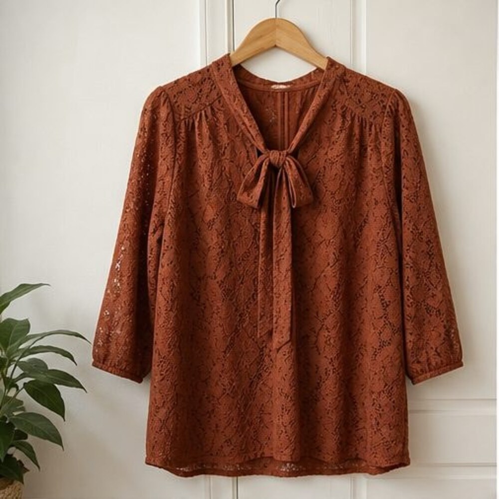 Rust Smocked Top